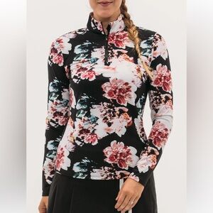 Foray Golf FLORAL PRINT QUARTER ZIP Top